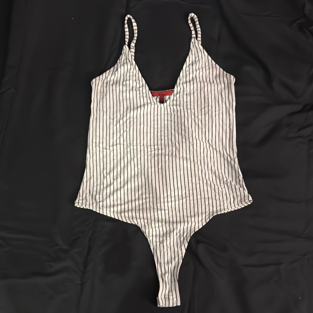 Striped V-Neck Bodysuit